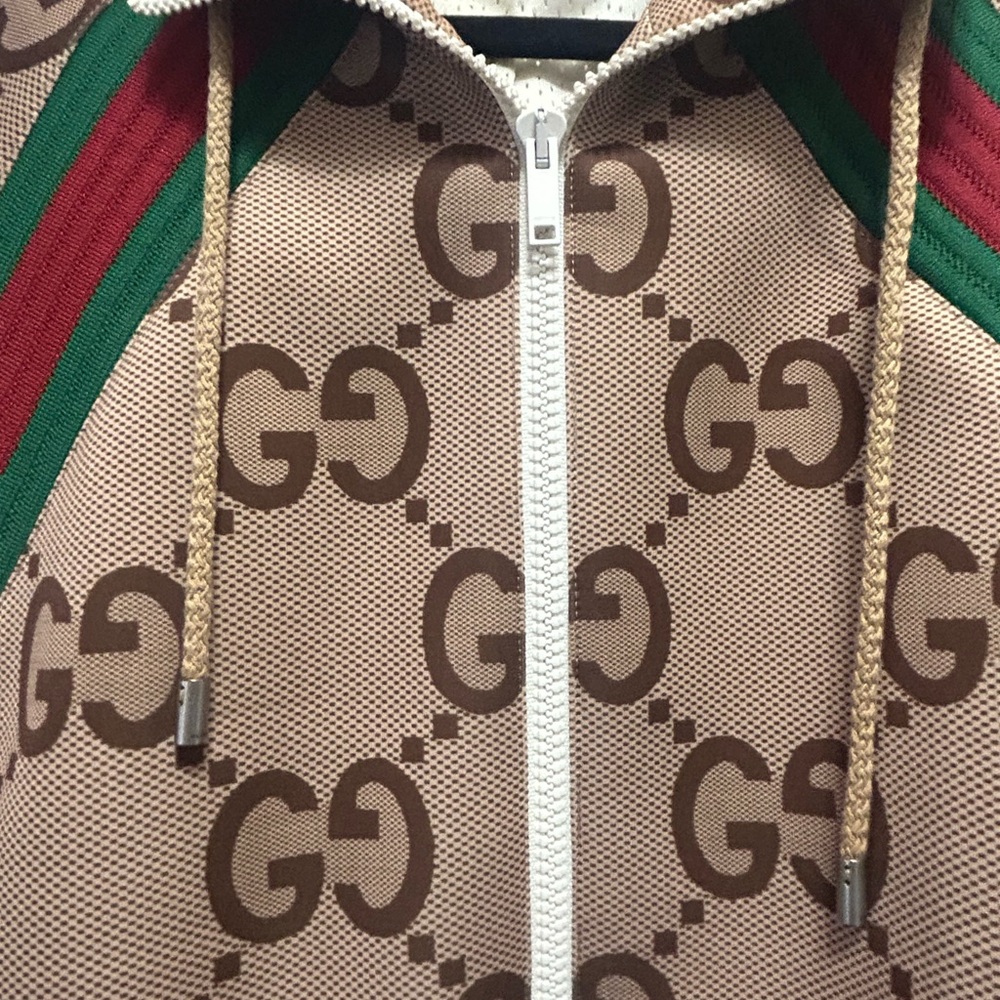 Gucci Beige and Brown GG Logo Jacket Size L/40 (Unisex)